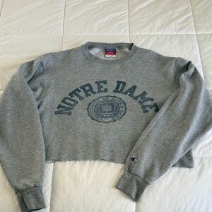 Champion Gray Notre Dame Cropped Sweatshirt small